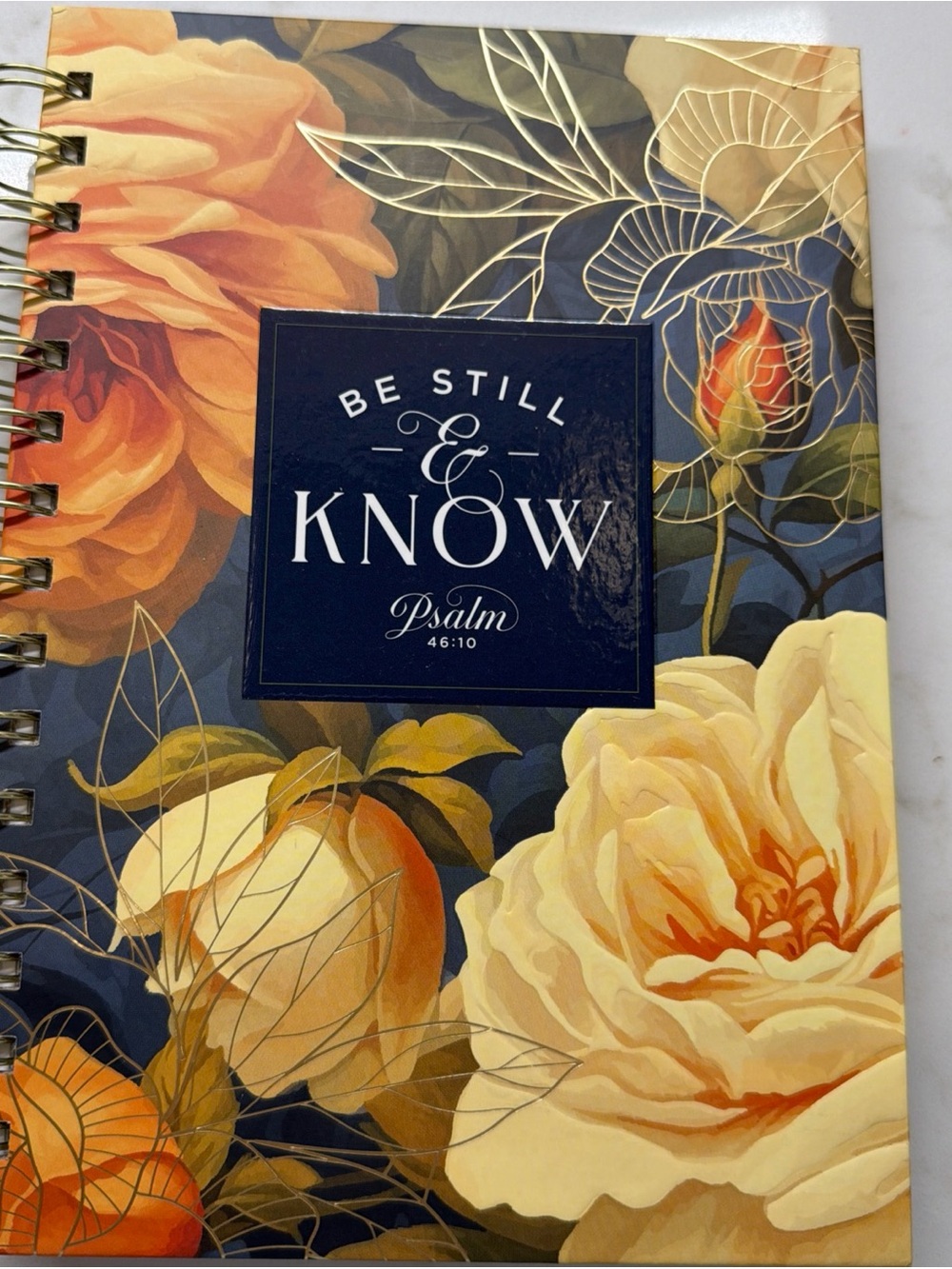Be Still & Know Floral Spiral Notebook - Navy & Cream